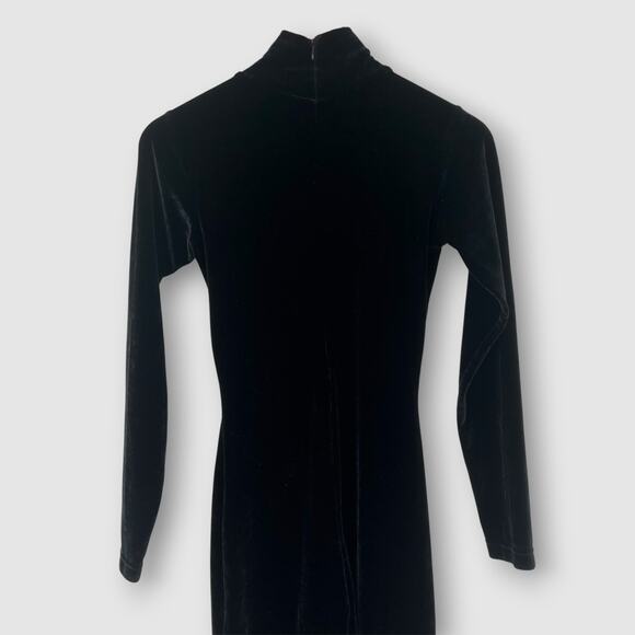 Vintage 90s Y2k Moda Int'l Black Velvet Long Sleeve Catsuit Jumpsuit Small - Picture 3 of 6